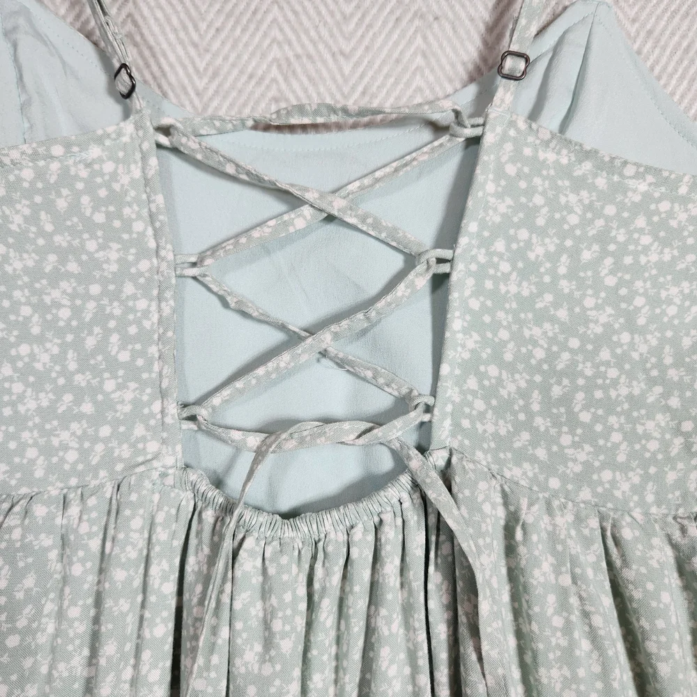 Hollister Mint Light Green Small Spaghetti Strap Lace Back Dress - Picture 4 of 14